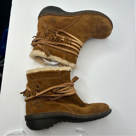 UGG Brown Winter Boots Suede Ankle Style - Picture 7 of 10